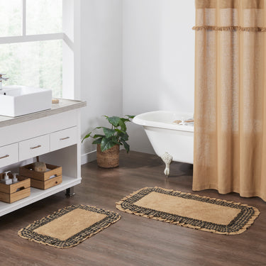 Burlap Natural w/ Black Check Bathmat 20